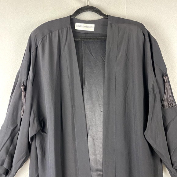 Vintage Mary Ann Restivo Kimono Duster Womens Large Black Tassel Union Made NWT - Picture 2 of 16